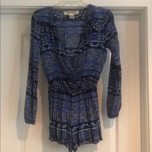 Blue long-sleeve romper